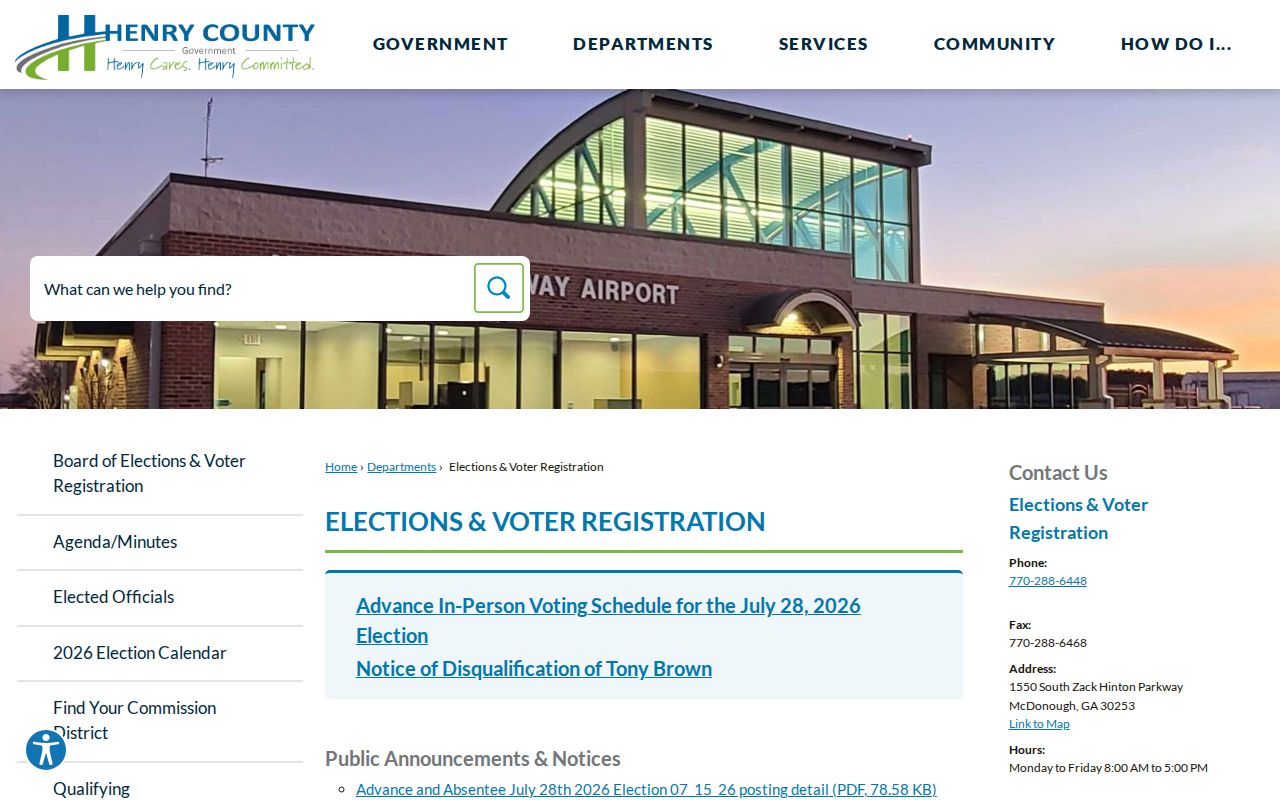 McDonough voter records resources from Henry County Elections