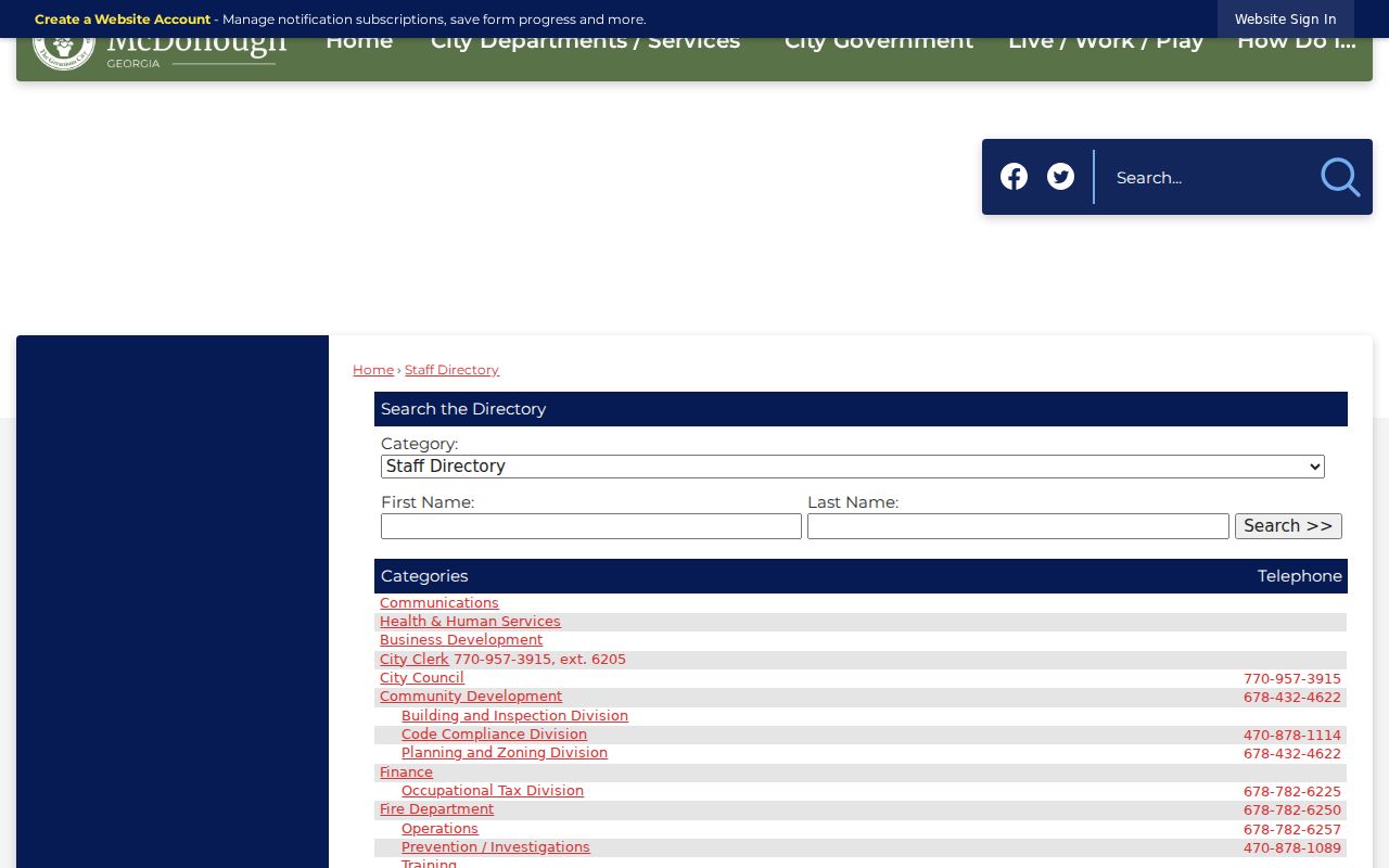 McDonough people directories in the city staff department browse