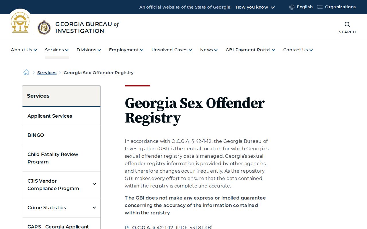McDonough records access through the Georgia offender registry